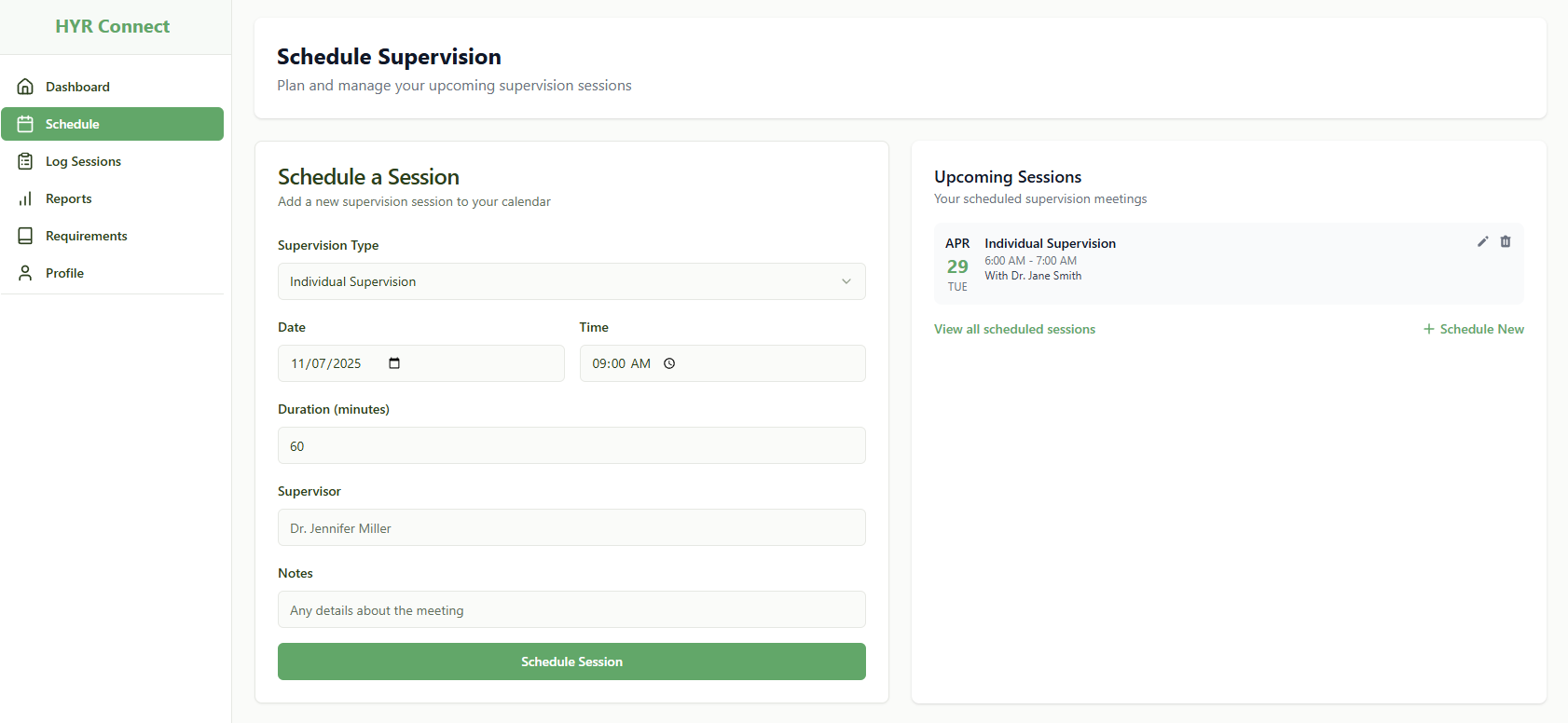 Schedule supervision interface